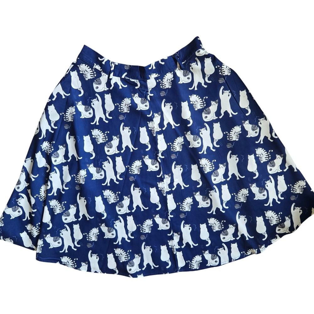 Whimsical Cat Print Full Skirt Novelty Cute L.A. Soul Retro Twee Womens Large